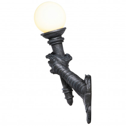 Toscano - Blackfriar Gate Wall Torchiere Lamp in Greystone, Designer Resin