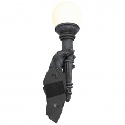 Toscano - Blackfriar Gate Wall Torchiere Lamp in Greystone, Designer Resin