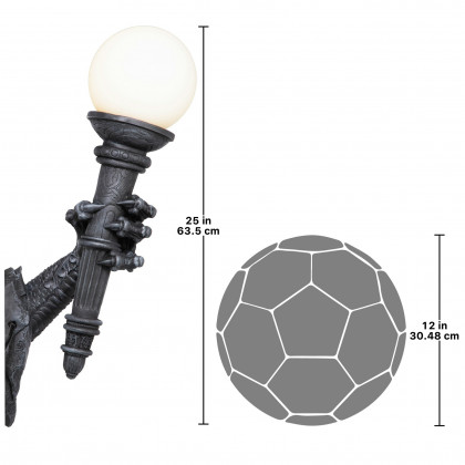 Toscano - Blackfriar Gate Wall Torchiere Lamp in Greystone, Designer Resin