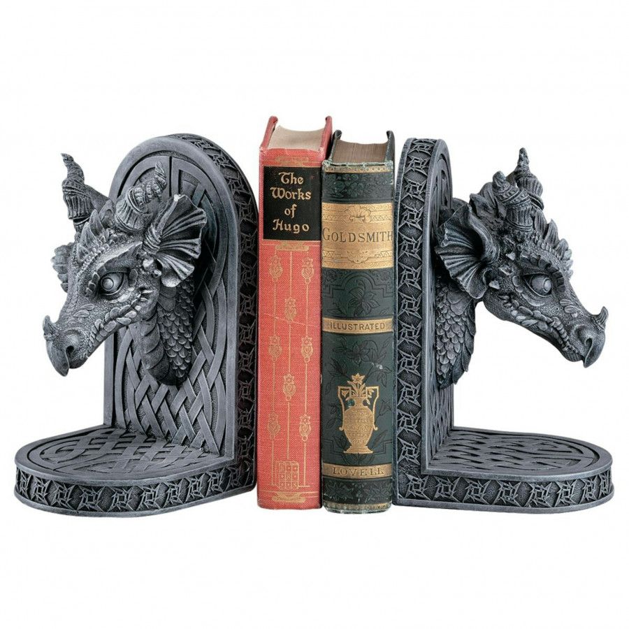 Toscano - Gray Friar Medieval Dragon Bookend Pair in Designer Resin