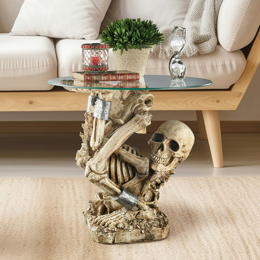 Toscano - The Gothic Contortionist Skeleton Sculptural Side Table in Designer Resin