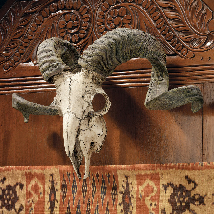Toscano - Corsican Ram Skull and Horns Trophy Wall Sculpture