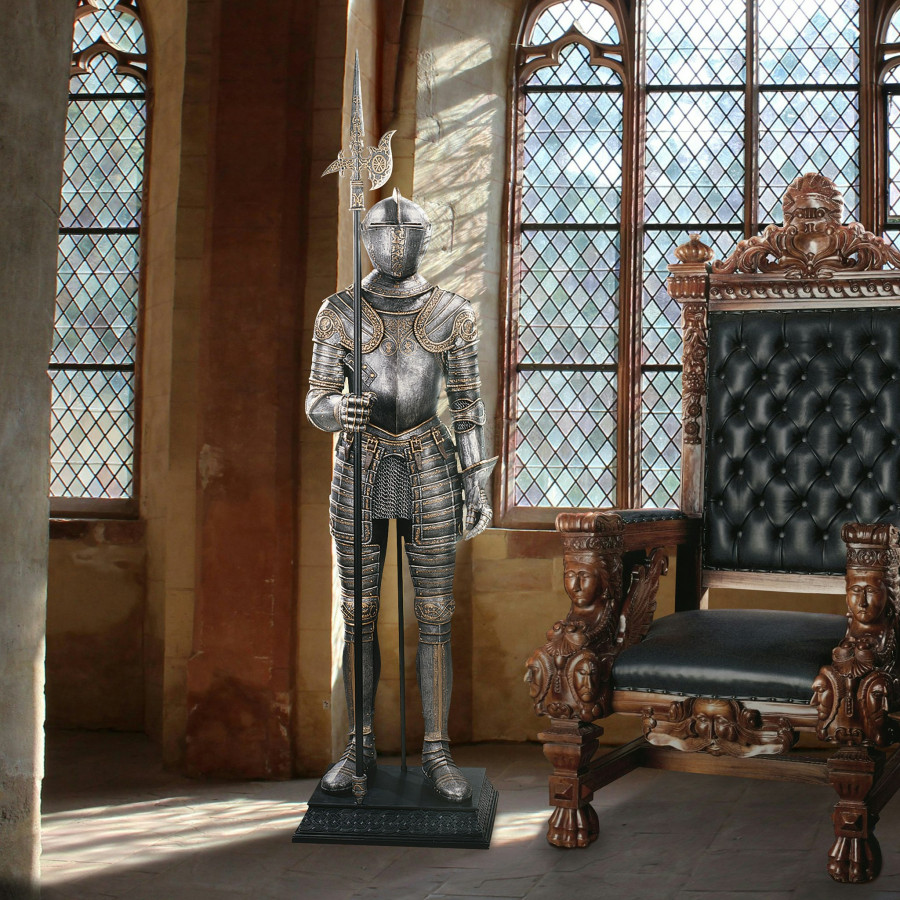 Toscano - 16th-Century Italian Armor Knight Statue with Halberd