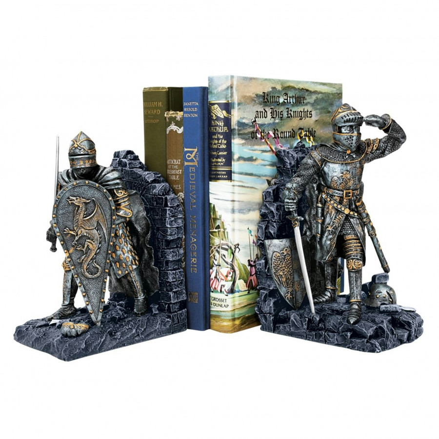 Toscano - Arthurian Knight Bookend Pair in Designer Resin