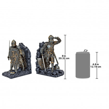 Toscano - Arthurian Knight Bookend Pair in Designer Resin