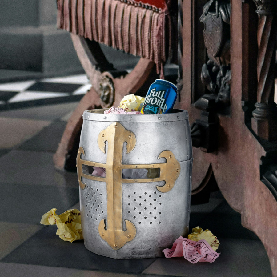 Toscano - Crusader Great Helm Gothic Trash Bin