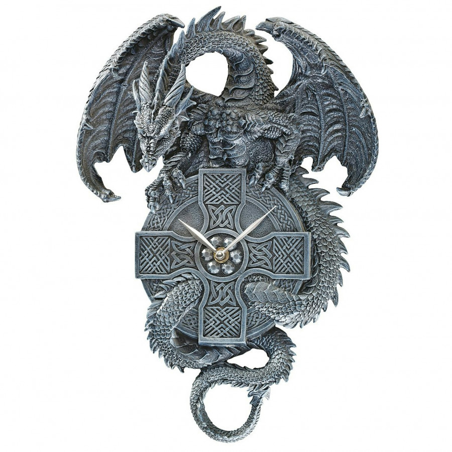 Toscano - The Celtic Timekeeper Sculptural Dragon Wall Clock