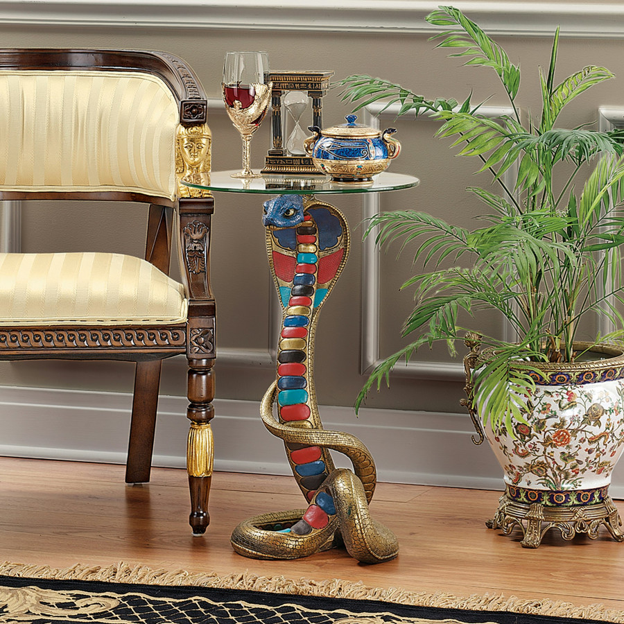 Toscano - Renenutet Egyptian Cobra Snake Goddess Sculptural Table in Designer Resin