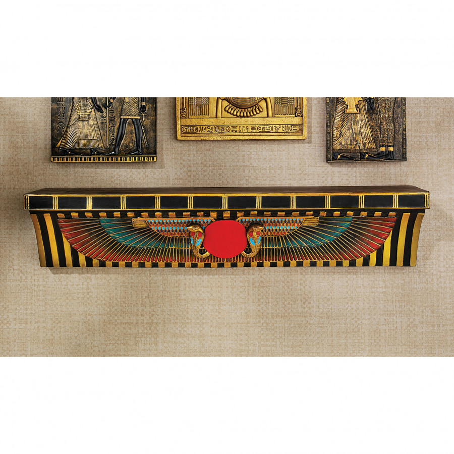 Toscano - Sacred Ur-Uatchi Ceremonial Offering Pediment Wall Shelf in Designer Resin