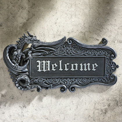 Toscano - Dragon Welcome Sign Wall Plaque