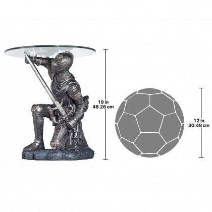 Toscano - Battle-Worthy Gothic Knight Sculptural Table in Pewter, Designer Resin