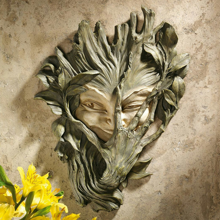 Toscano - Bashful Wood Sprite Greenman Wall Sculpture