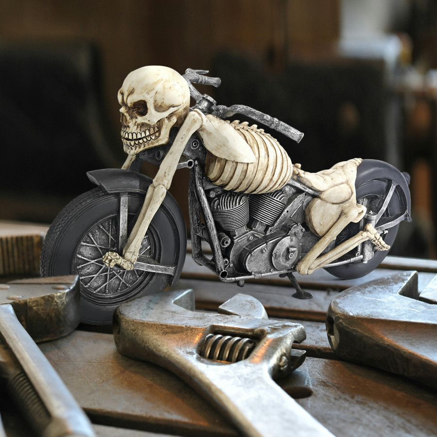 Toscano - Bone Chillin Skeleton Motorcycle Statue