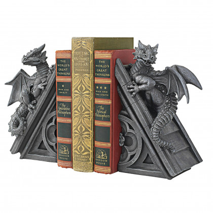 Toscano - Gothic Castle Dragons Sculptural Bookend Pair in Designer Resin