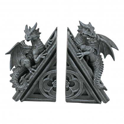 Toscano - Gothic Castle Dragons Sculptural Bookend Pair in Designer Resin