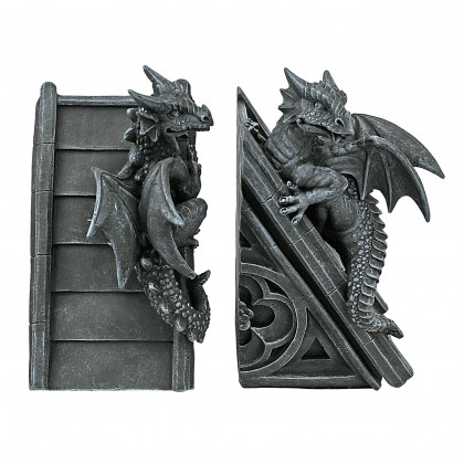 Toscano - Gothic Castle Dragons Sculptural Bookend Pair in Designer Resin