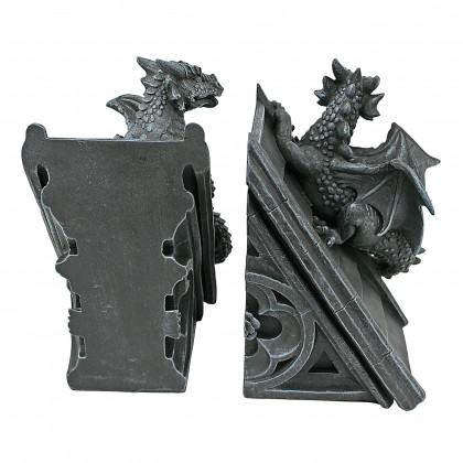 Toscano - Gothic Castle Dragons Sculptural Bookend Pair in Designer Resin