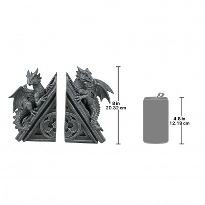 Toscano - Gothic Castle Dragons Sculptural Bookend Pair in Designer Resin