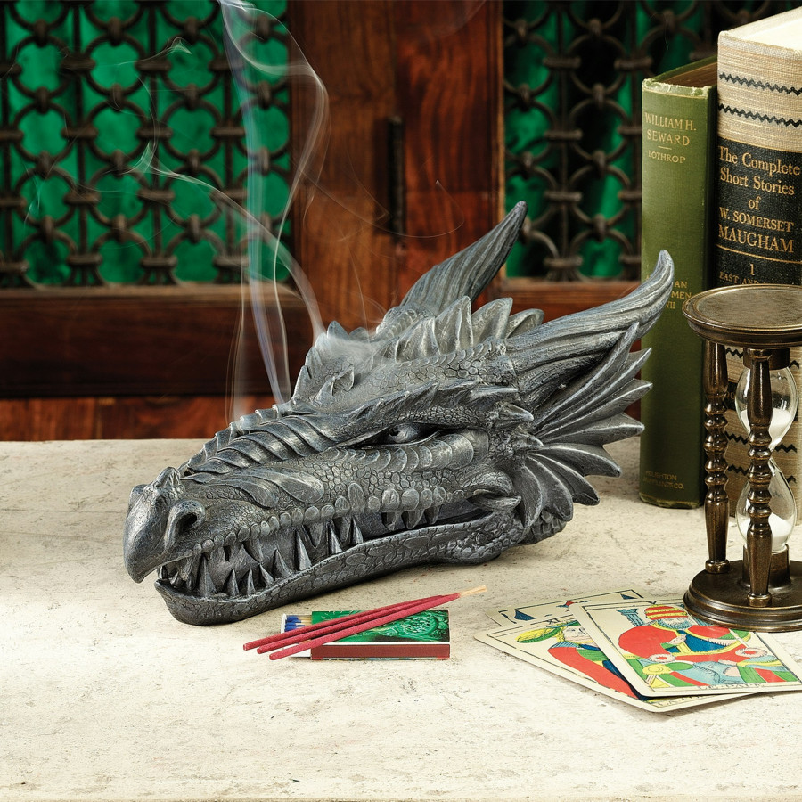 Toscano - Stryker the Smoking Dragon Sculptural Incense Burner Box