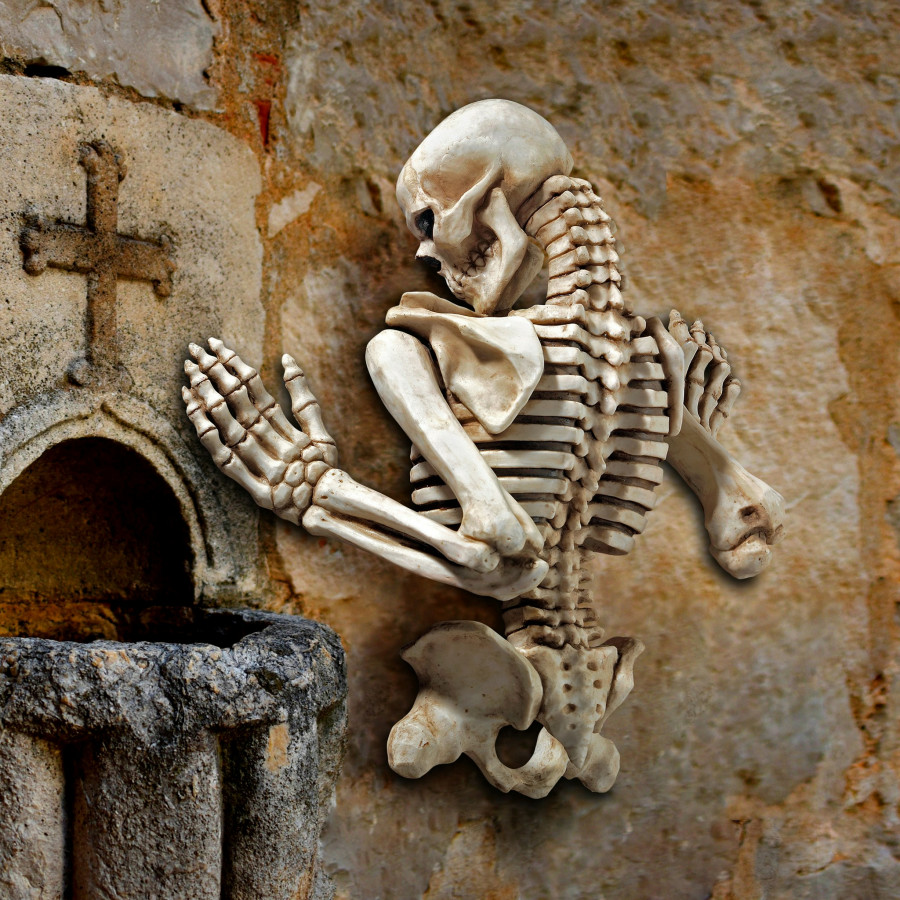 Toscano - Ascending Evil Climbing Skeleton Wall Sculpture