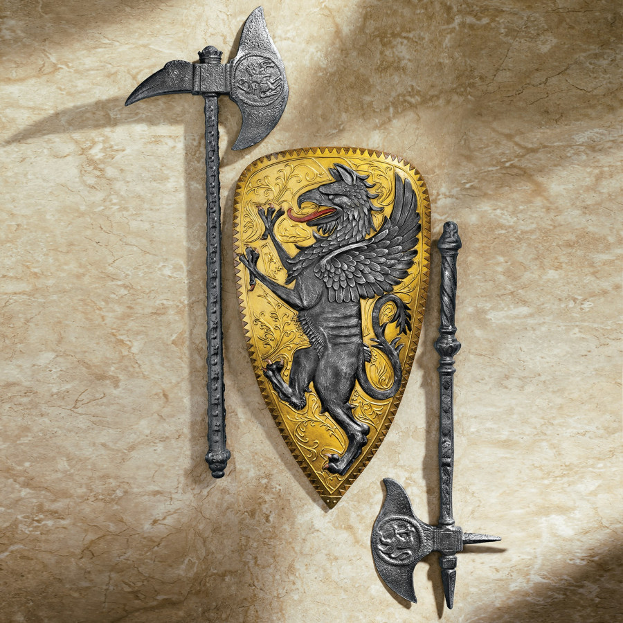Toscano - Villani Florence Gothic Griffin Shield Wall Sculpture