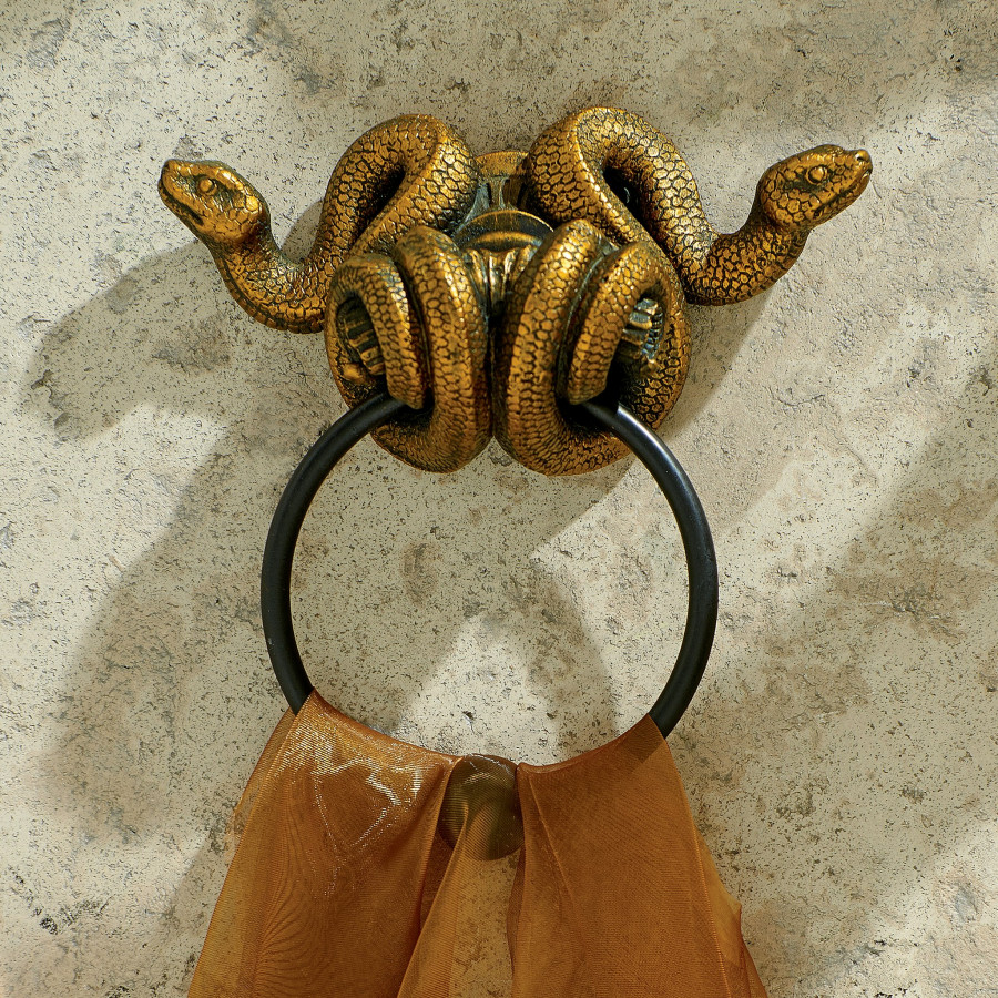 Toscano - Egyptian Cobra Goddess Towel Ring Wall Sculpture