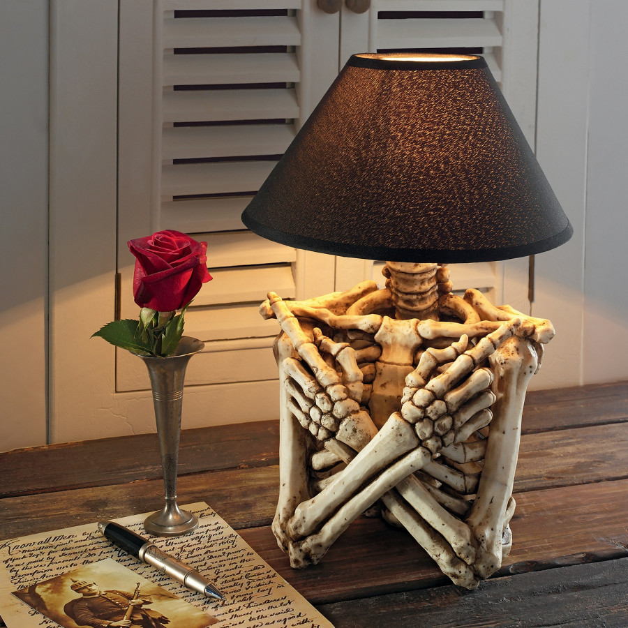 Toscano - Rest in Pieces Gothic Skeleton Table Lamp in Designer Resin