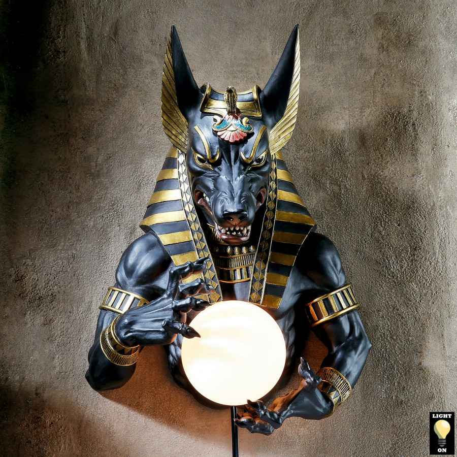 Toscano - Anubis Egyptian God of the Underworld Illuminated Wall Sculpture