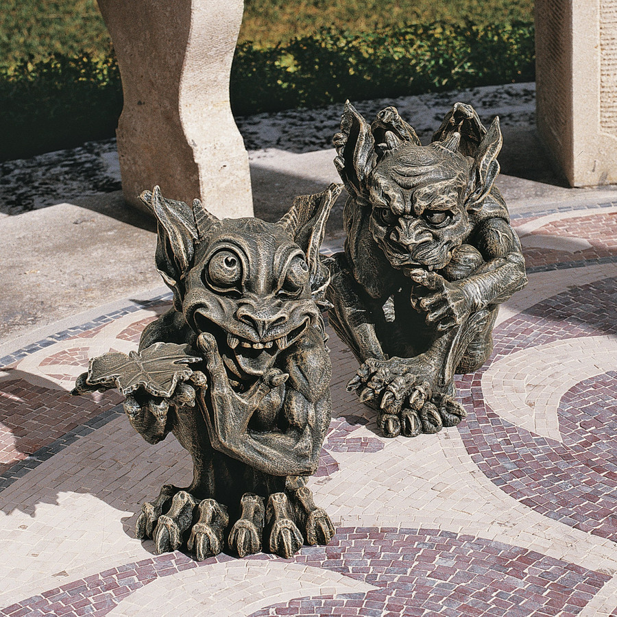 Toscano - Set of 2 Babble and Whisper the Gothic Gargoyle Statues