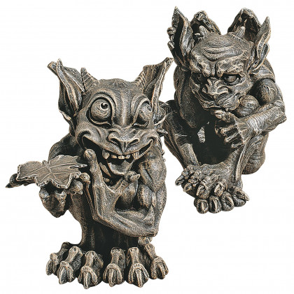 Toscano - Set of 2 Babble and Whisper the Gothic Gargoyle Statues