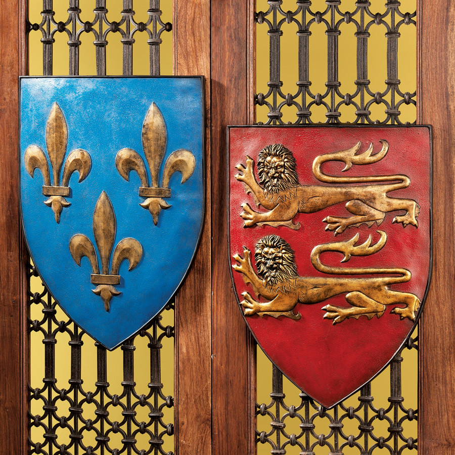 Toscano - Set of 2 Grand Arms of France Sculptural Wall Shields