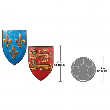 Toscano - Set of 2 Grand Arms of France Sculptural Wall Shields