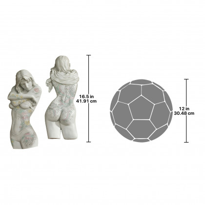 Toscano - Set of 2 Tattoo Temptation Nude Female Wall Sculptures
