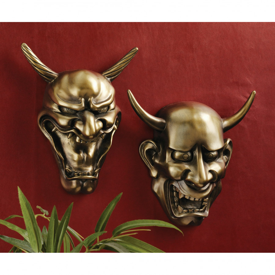 Toscano - Set of 2 Hannya Demon Mask Wall Sculptures