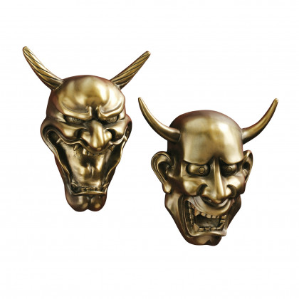 Toscano - Set of 2 Hannya Demon Mask Wall Sculptures
