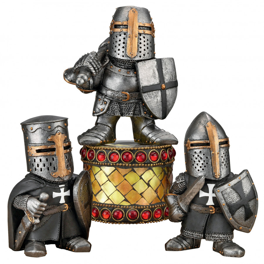 Toscano - Set of 3 Wee Medieval Crusader Knights of the Gothic Realm Statues