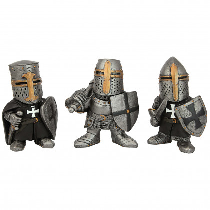 Toscano - Set of 3 Wee Medieval Crusader Knights of the Gothic Realm Statues