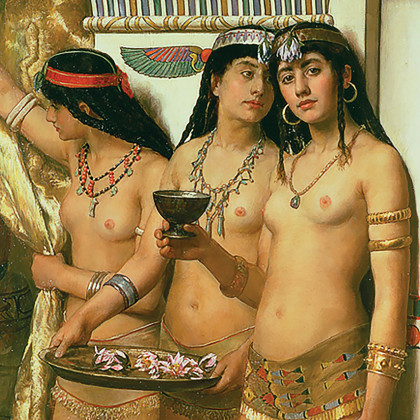 Toscano Pharaoh Handmaidens Framed Canvas Replica Painting - Small