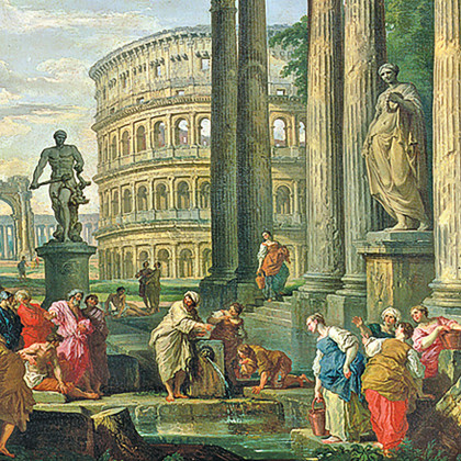 Toscano Roman Capriccio Framed Canvas Replica Painting - Large