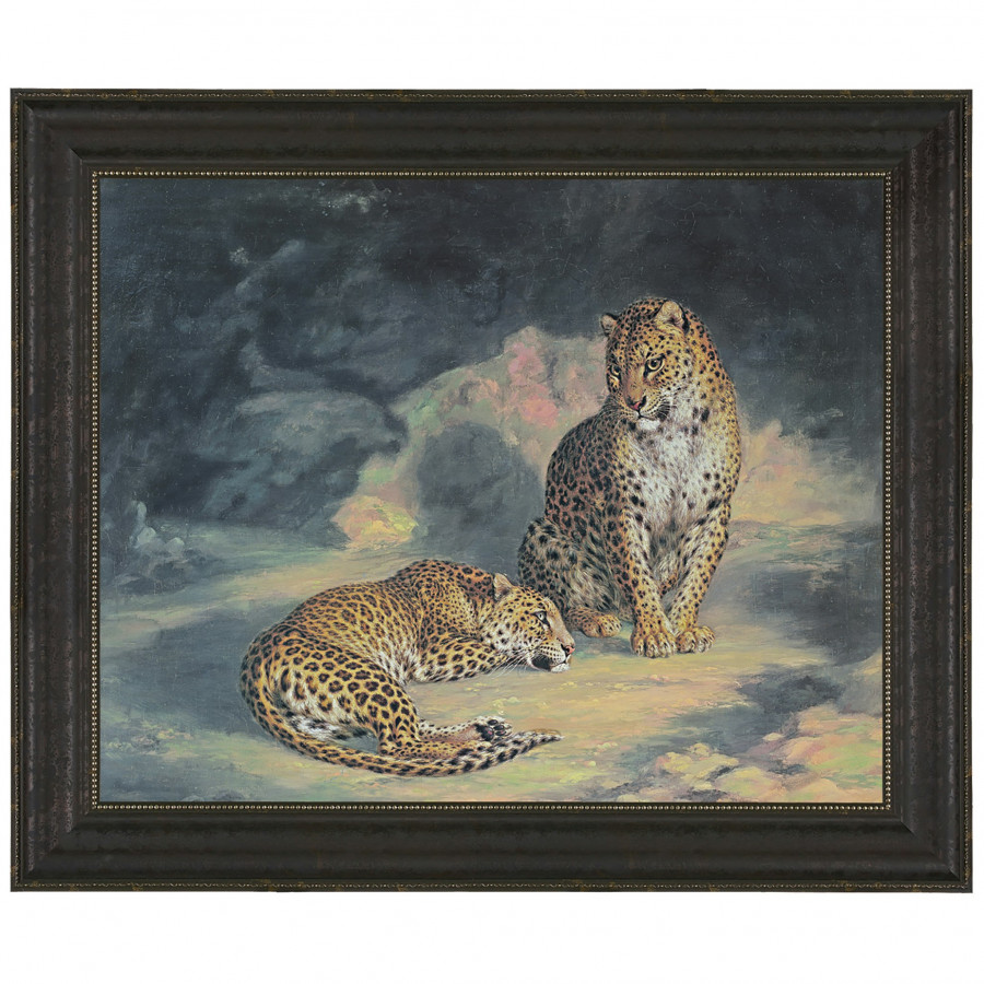 Toscano A Pair of Leopards Framed Canvas Replica Painting - Large