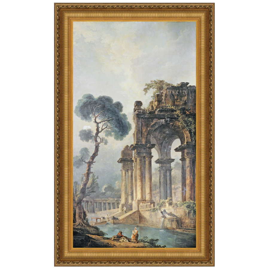 Toscano - The Ruins Near The Water Framed Canvas Replica Painting