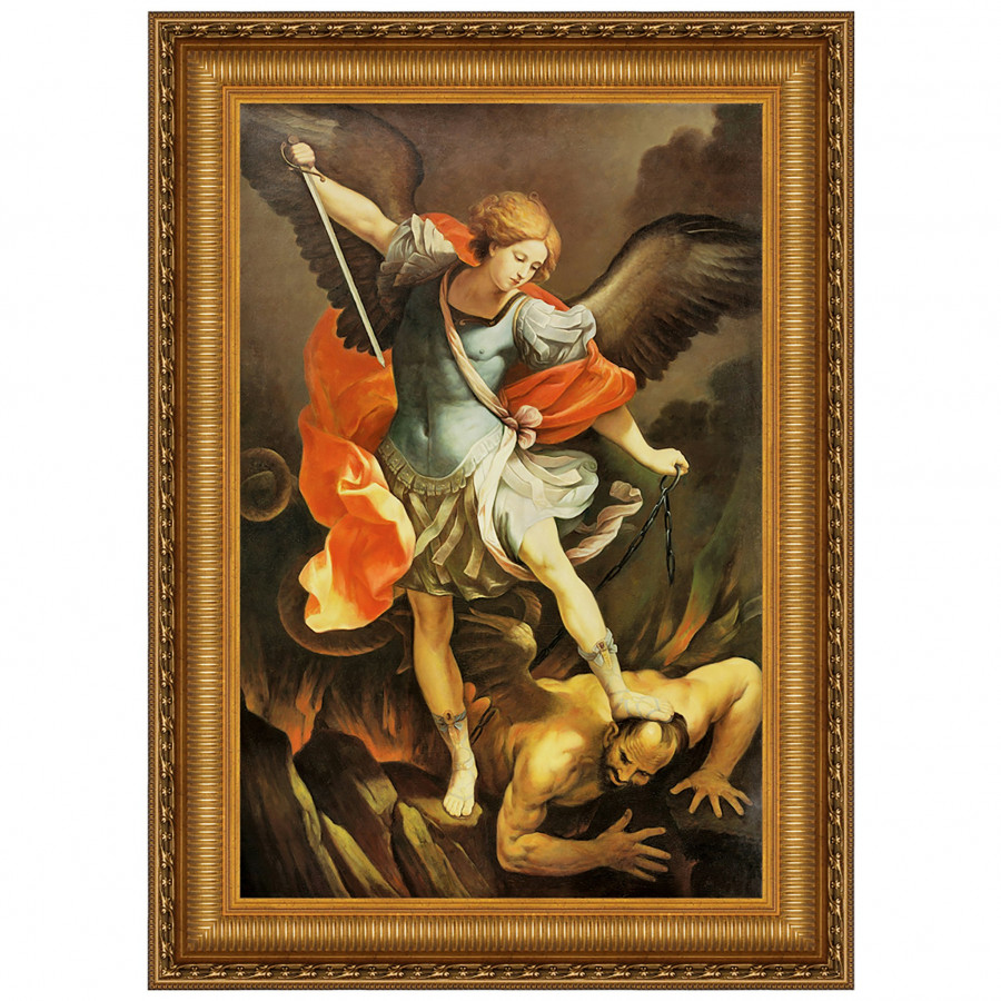 Toscano Archangel Saint Michael Framed Canvas Replica Painting - Small