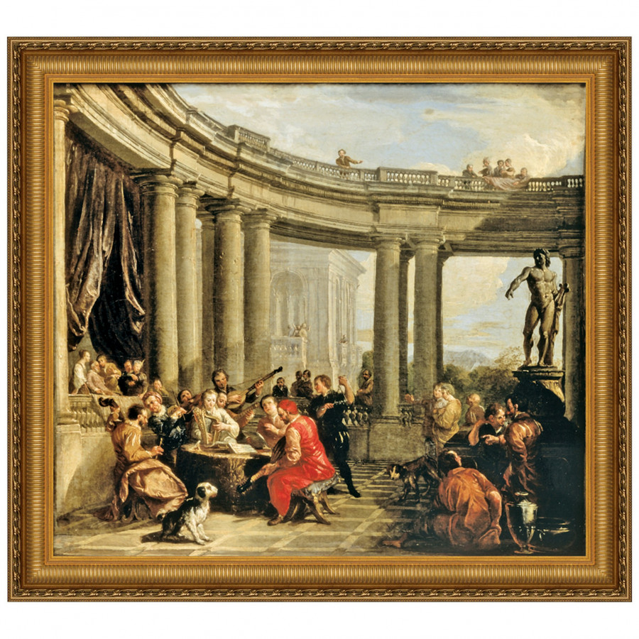 Toscano Concert Given in the Interior Framed Canvas Replica Painting - Medium