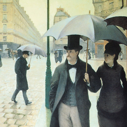 Toscano Rue du Paris Rainy Day Framed Canvas Replica Painting - Large