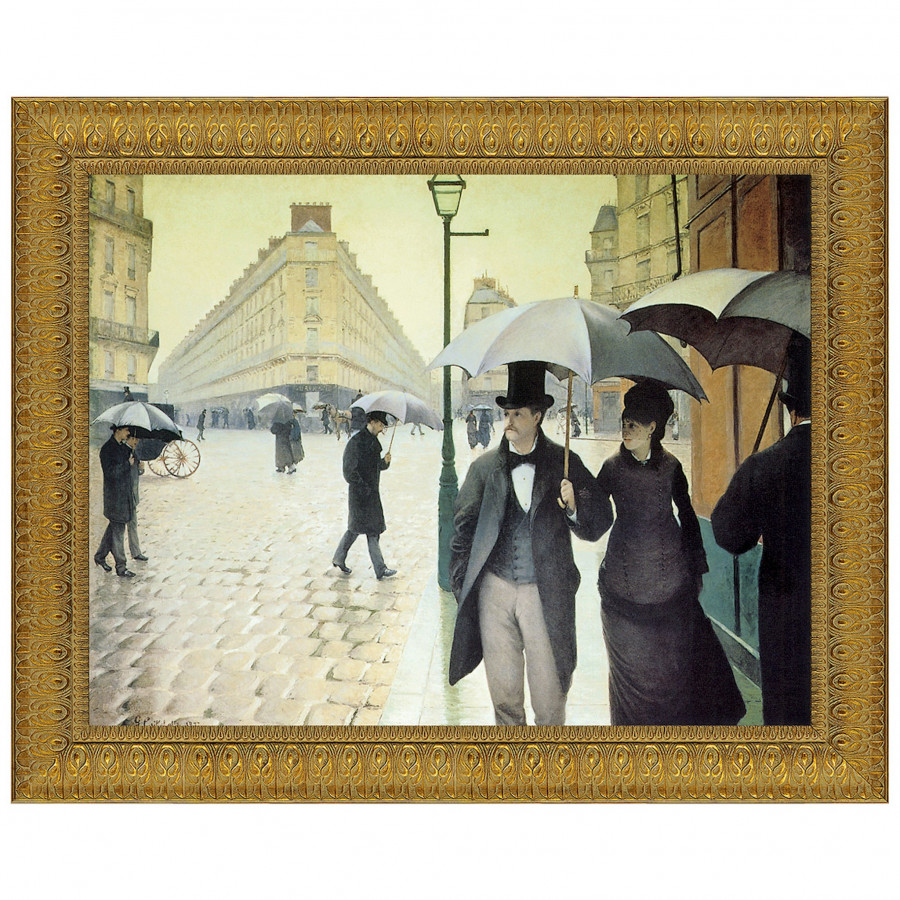 Toscano - Rue du Paris Rainy Day Framed Canvas Replica Painting