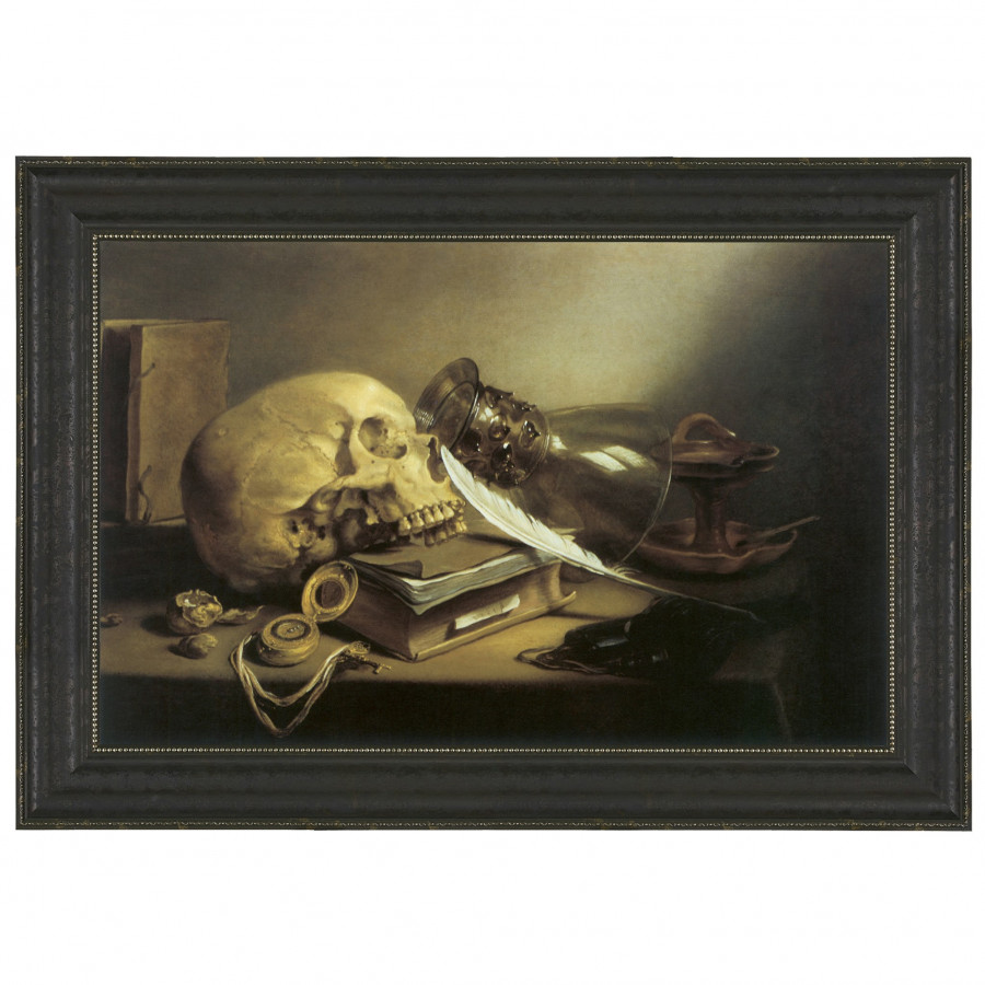 Toscano A Vanitas Still Life Framed Canvas Replica Painting - Grande