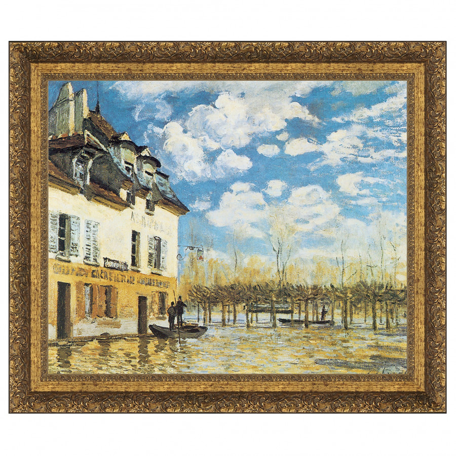Toscano L Inondation a Port-Marly Framed Canvas Replica Painting - Medium