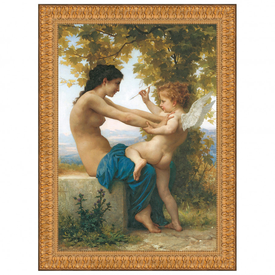 Toscano - Young Girl Defending Herself Against Eros Framed Canvas Replica Painting