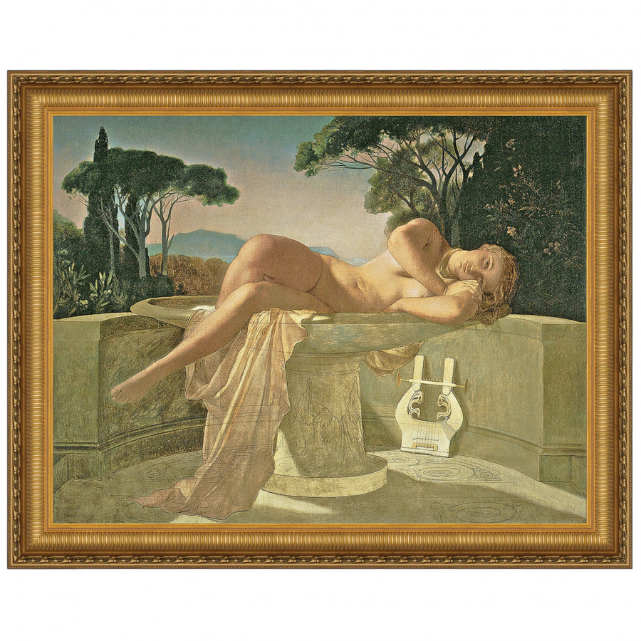 Toscano Girl in a Basin Framed Canvas Replica Painting - Large