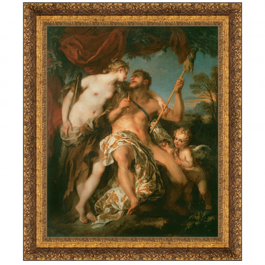 Toscano Hercules and Omphale by Francois Lemoyne Framed Canvas Replica Painting - Medium